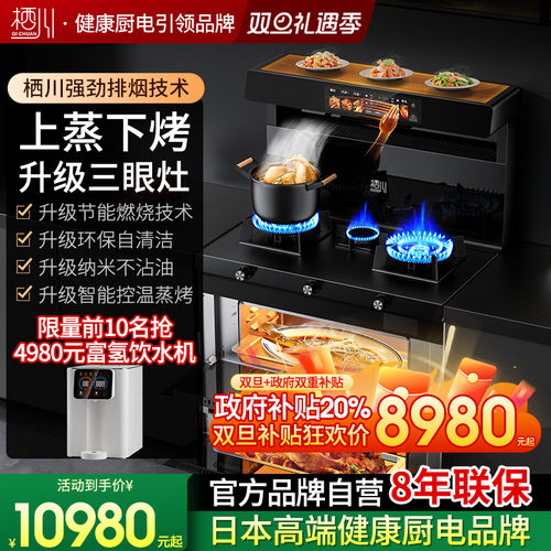 日本栖川三眼集成灶上蒸下烤变频