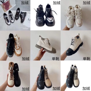 加绒保暖 短靴英伦风处理增高休闲运动鞋 千佰莉2025新款 马丁靴女鞋