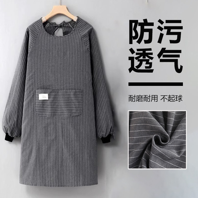 男士专用围裙纯棉长袖罩衣工作透气防污家用厨房做饭2025新款男款