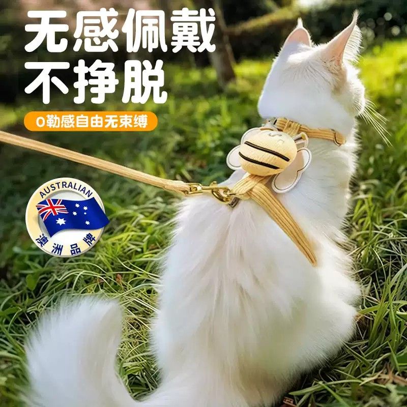 澳洲猫咪牵引绳防挣脱外出专用工字型小奶猫背心式遛猫绳子可调节图片