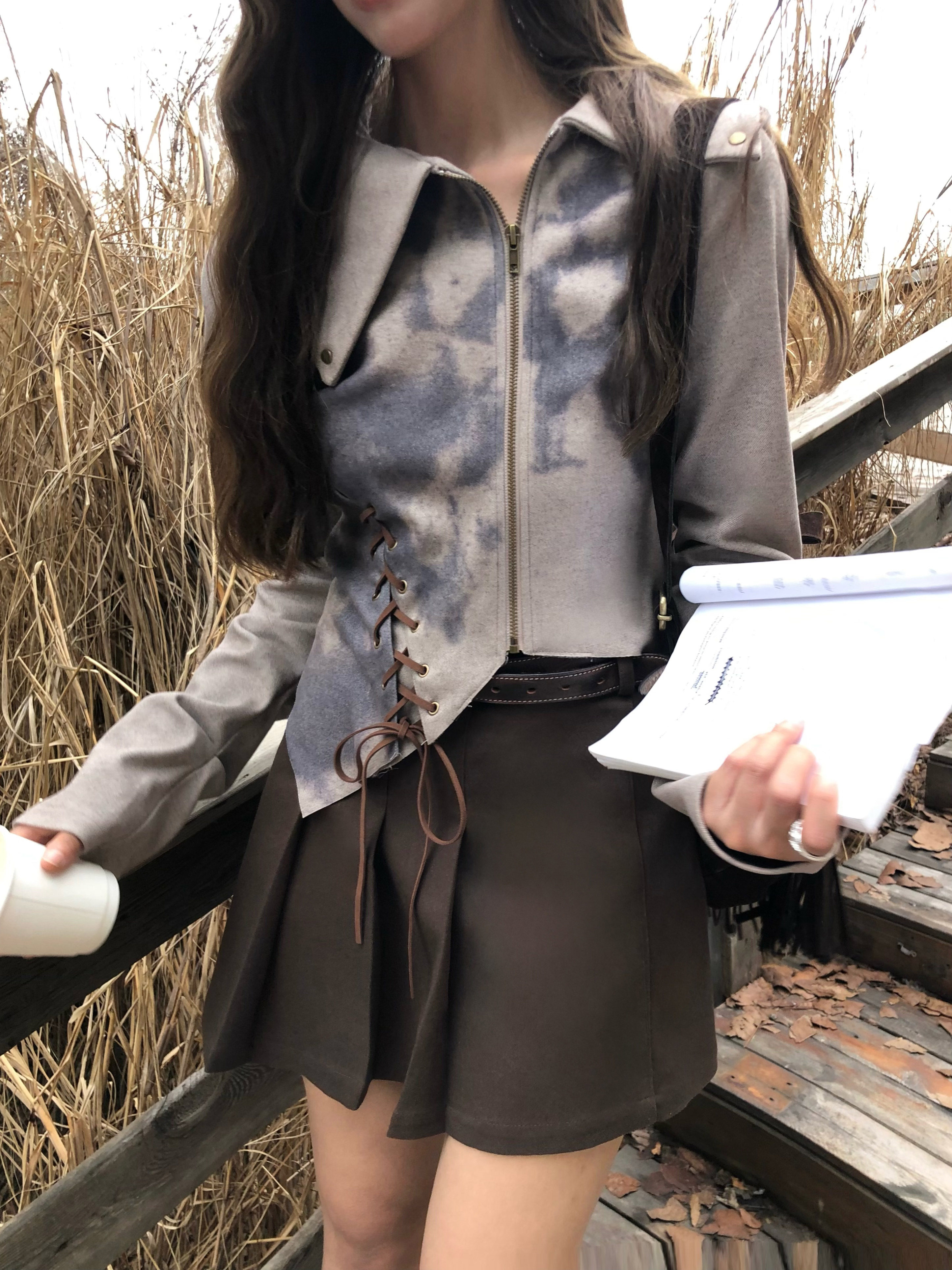 soolrok 松未韵一 不规则修身短外套女斜门襟设计拉链绑带上衣,女装/女士精品,短外套,淘宝优惠券,粉丝福利购,淘宝优惠卷