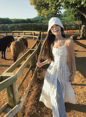 soolrok 松未韵一 韩女法则 雾面蕾丝长裙女气质韩系设计感上衣