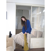 soolrok 克莱因蓝圆领羊毛绒针织毛衣显白麻花上衣 松未韵一