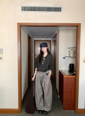 soolrok 松未韵一 柏海日落 老钱休闲廓形感中腰显瘦阔腿长裤秋冬