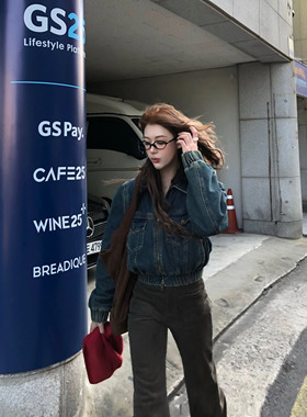 soolrok 松未韵一 美式复古翻领夹棉牛仔棉服女潮流保暖短款外套