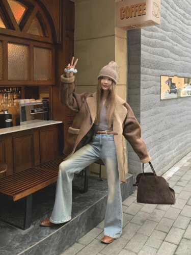 soolrok松未韵一复古牛仔喇叭裤