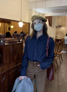 soolrok 松未韵一 设计感小众高级蓝牛仔衬衫女内搭叠穿休闲上衣