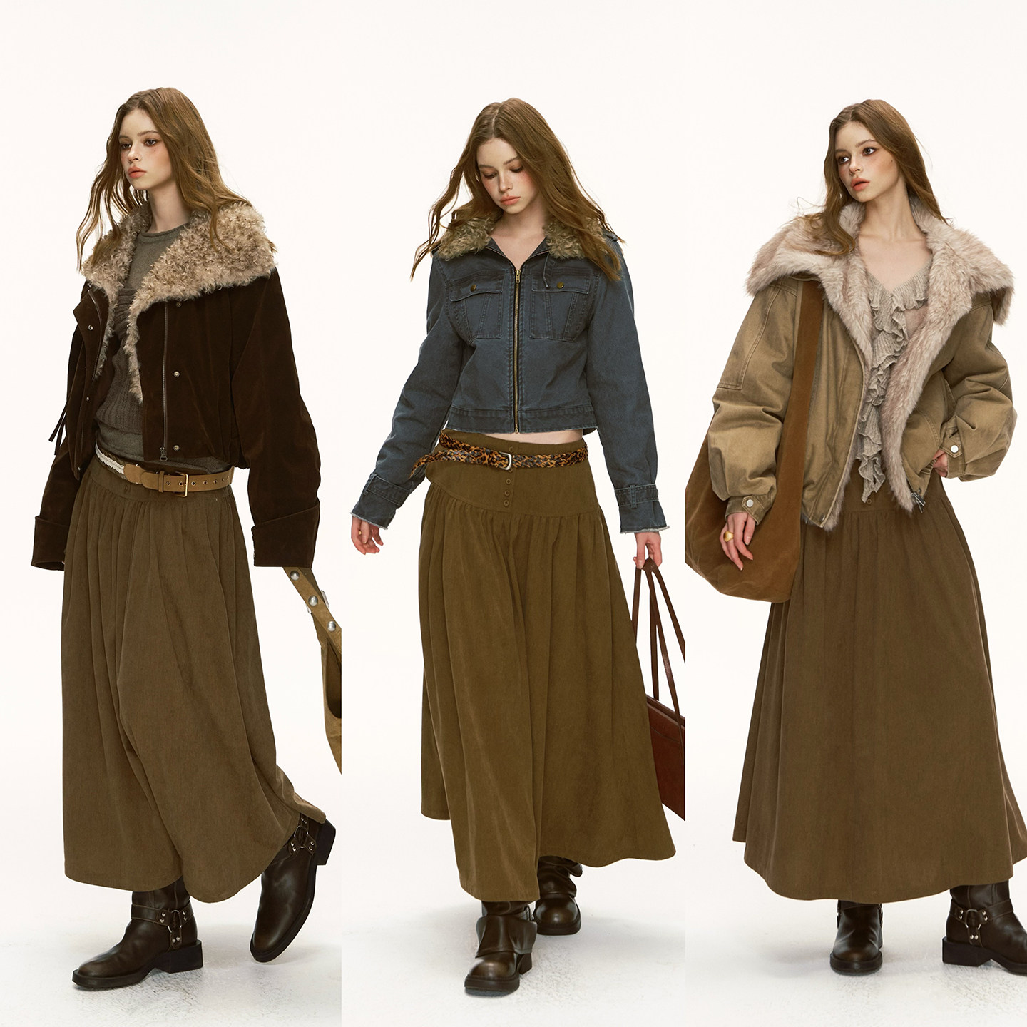 soolrok 松未韵一  灯芯绒抽褶直氛围感复古中长款半裙,女装/女士精品,半身裙,淘宝优惠券,粉丝福利购,淘宝优惠卷