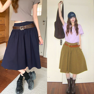soolrok 两色宽松显白天丝半身裙女高腰遮胯显瘦长半裙 松未韵一