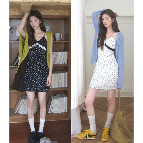 soolrok松未韵一v领碎花连衣裙