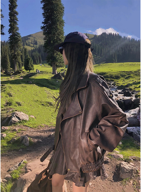 soolrok 松未韵一 德鲁纳磁场 复古设计感宽松皮衣女小众港风外套