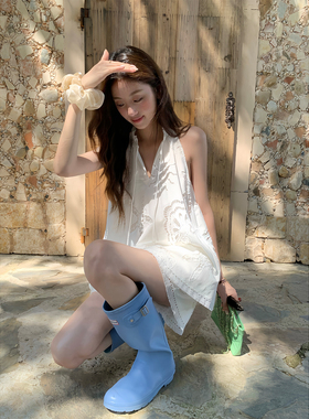 soolrok 松未韵一 刺绣镂空V领花边坎肩吊带上衣短裤度假风套装