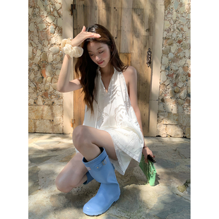 度假风套装 刺绣镂空V领花边坎肩吊带上衣短裤 松未韵一 soolrok