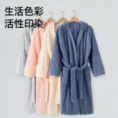 洗澡居家 连帽系带浴袍柔软舒适吸水男女同款 春秋款 长袖