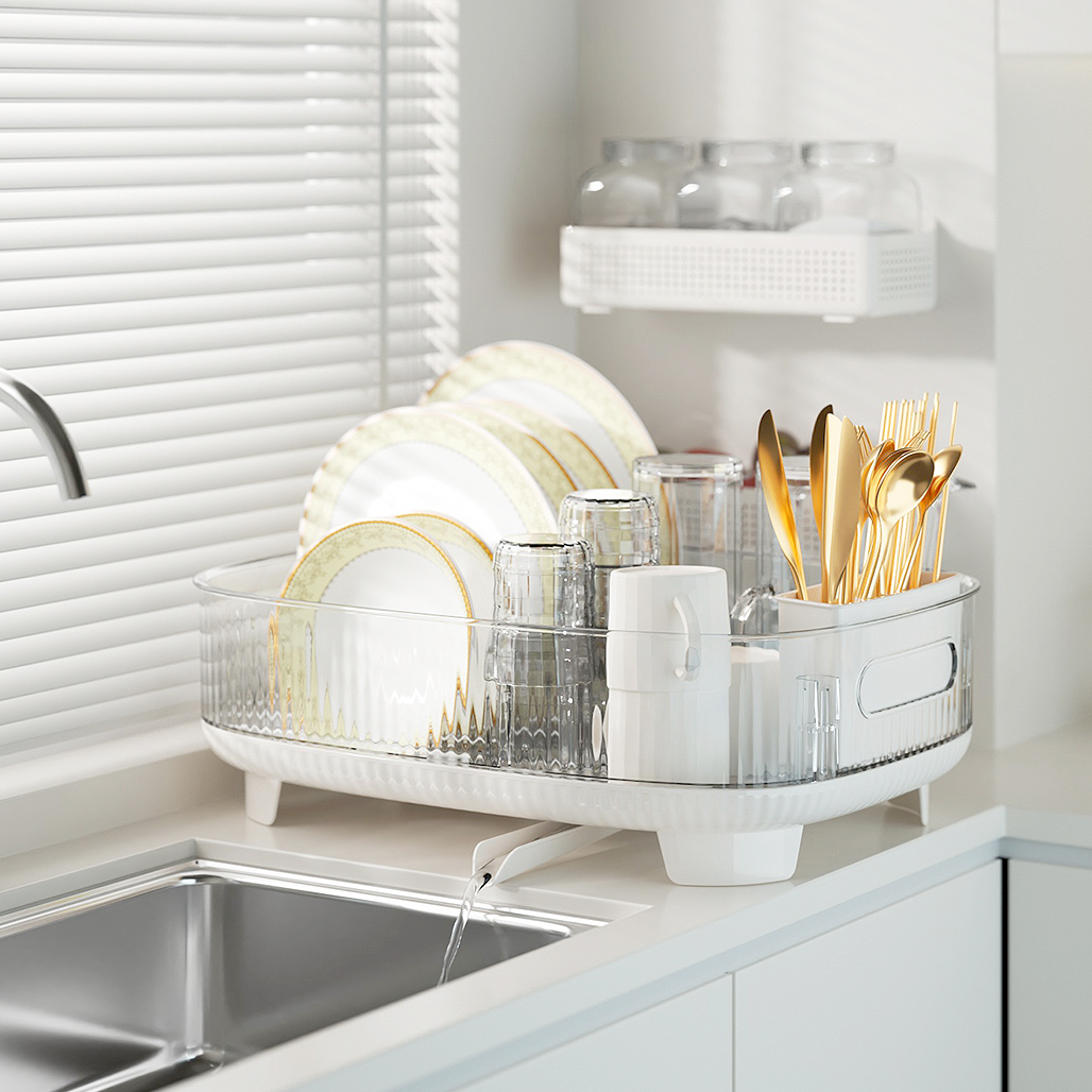 磁吸控水流碗碟沥水架碗盘收纳架