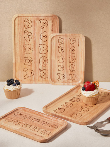 可爱卡通木质托盘高颜值家用好看的创意收纳盘甜品盘点心蛋糕盘子