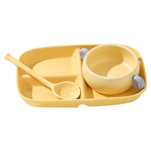 可爱儿童陶瓷餐盘高颜值早餐分格盘一人食分餐盘子双耳碗餐具套装