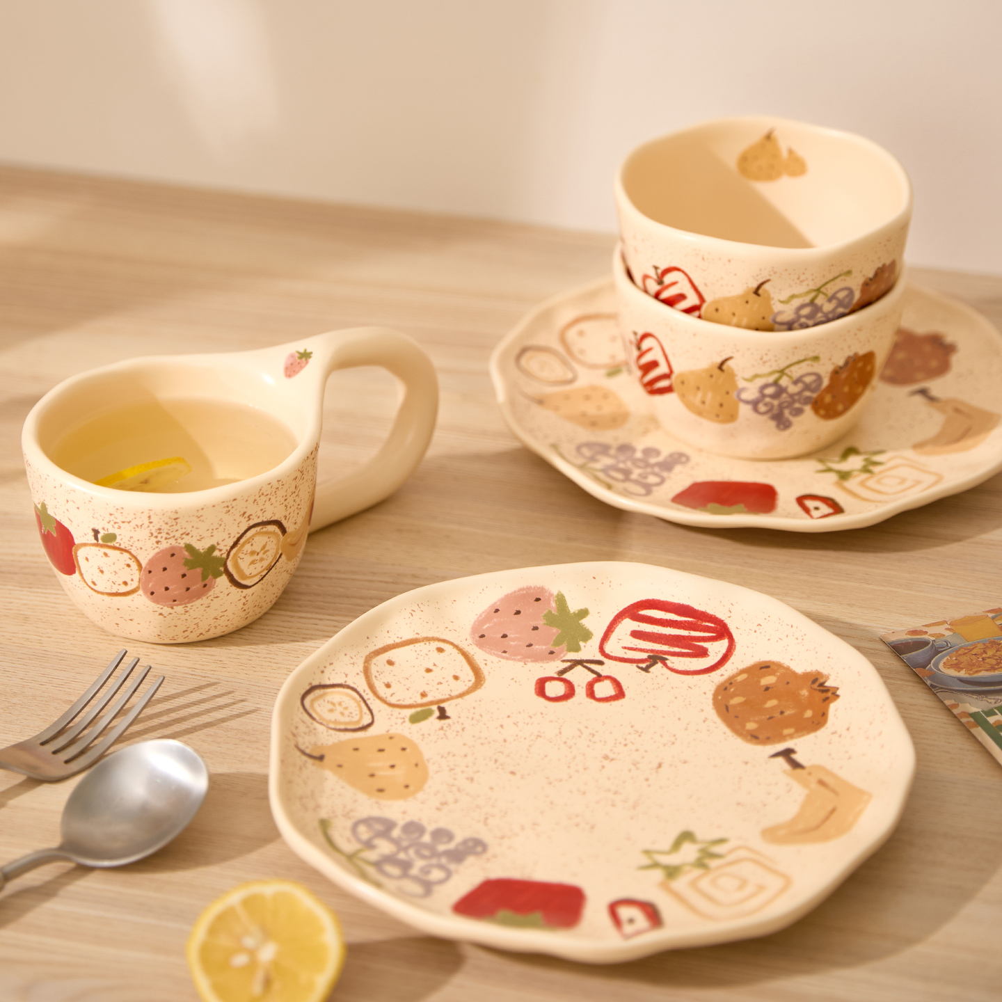 手绘涂鸦水果陶瓷餐具