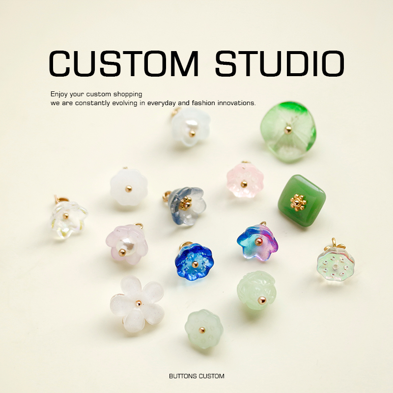 中国风莲花仿玉石高端扣子