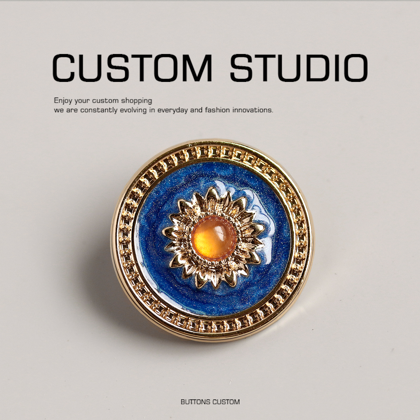 烧蓝葵花 复古风点油金属设计师辅料高档大衣西装羊绒外套皮草扣