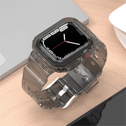 适用苹果applewatch10/9手表表带iwatchS10透明S9保护壳7冰川一体Ultra2运动S8手表带SE硅胶S7男女款S6配件S5