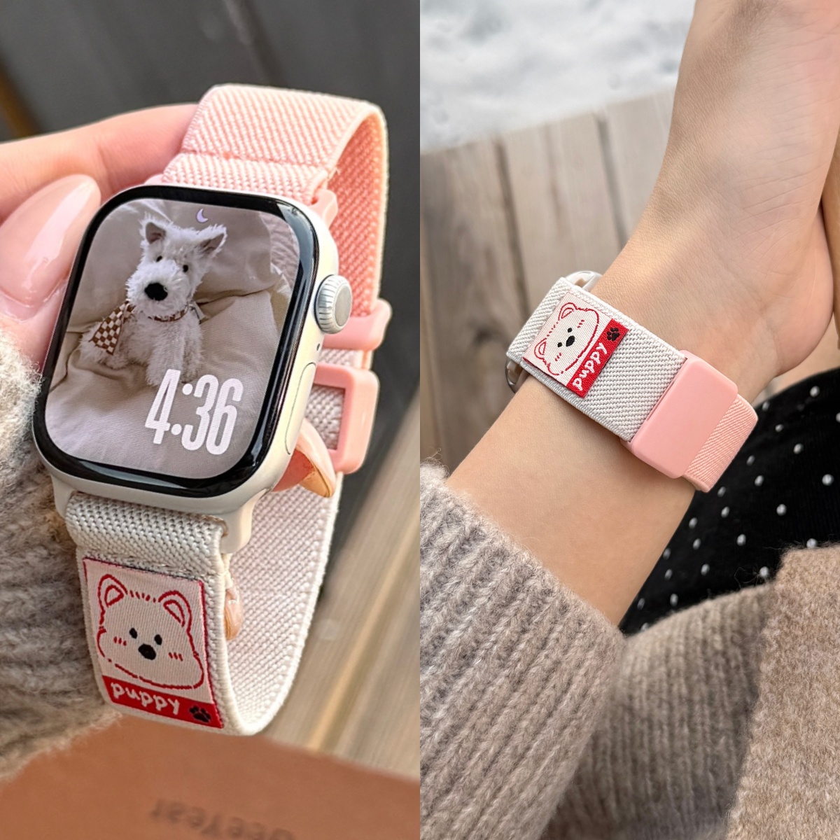适用苹果手表表带双色冬S11可爱