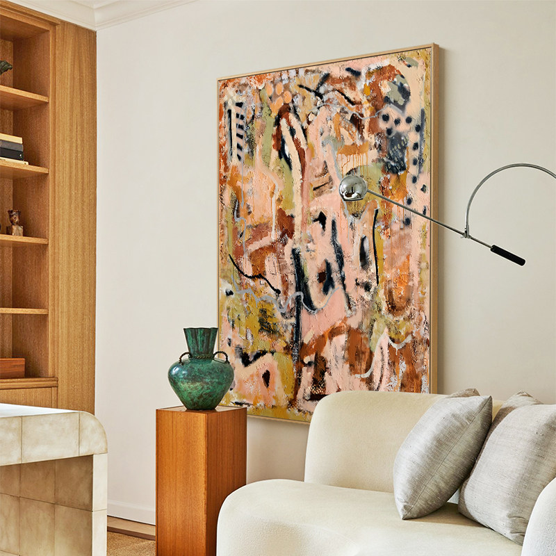 奶油中古风客厅装饰画沙发背景墙壁抽象挂画落地画轻法式玄关壁画,家居饰品,现代装饰画,淘宝优惠券,粉丝福利购,淘宝优惠卷