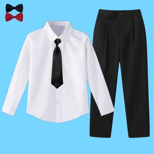 演出服 衬衫 儿童白衬衣男童长袖 春秋小学生六一大合唱女童白色短袖