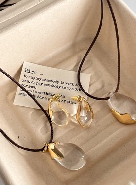 JACDIOO轻奢透明白水晶吊坠项链