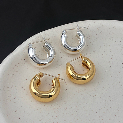 ins博主同款金属C圈圈耳环女