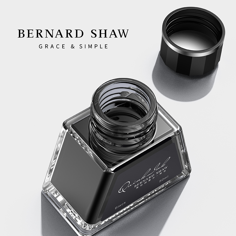 Bernard Shaw/萧伯纳墨水非碳素不堵笔钢笔专用黑色速干50ml金字塔瓶装书法练字速干LP黑-封面