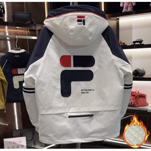 2025秋冬新款 拼色保暖外套 字母刺绣宽松撞色连帽棉服情侣男女同款