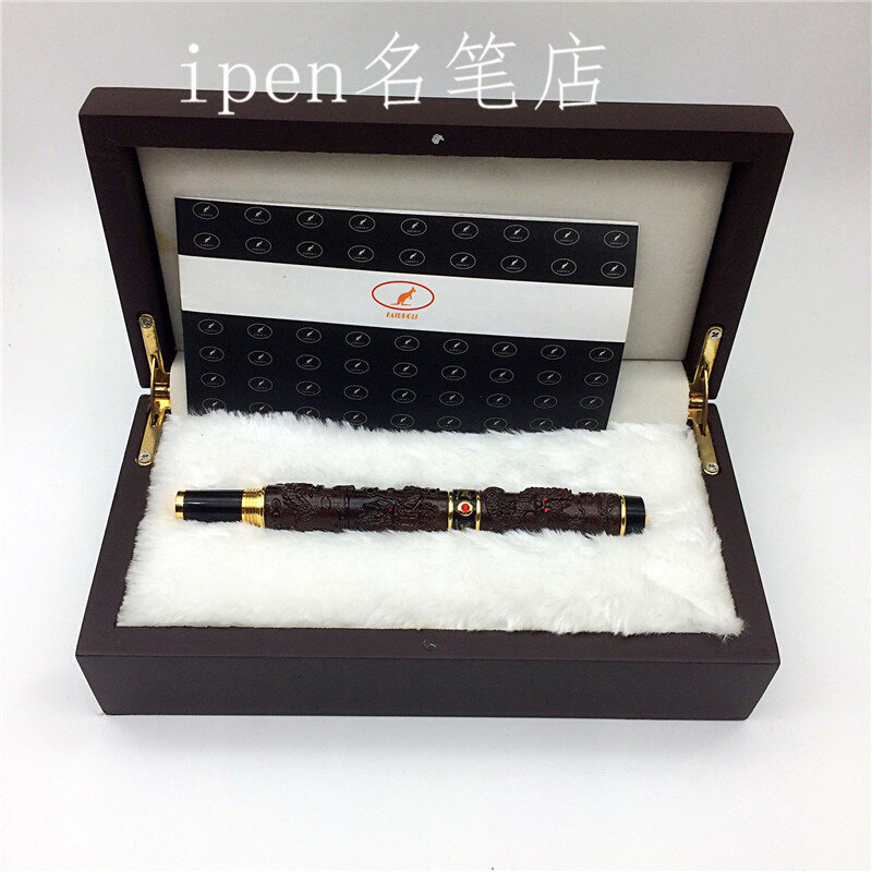 新品钢笔成人铱金美工弯头礼品商务签字两用笔双龙戏珠定制雕刻笔图片