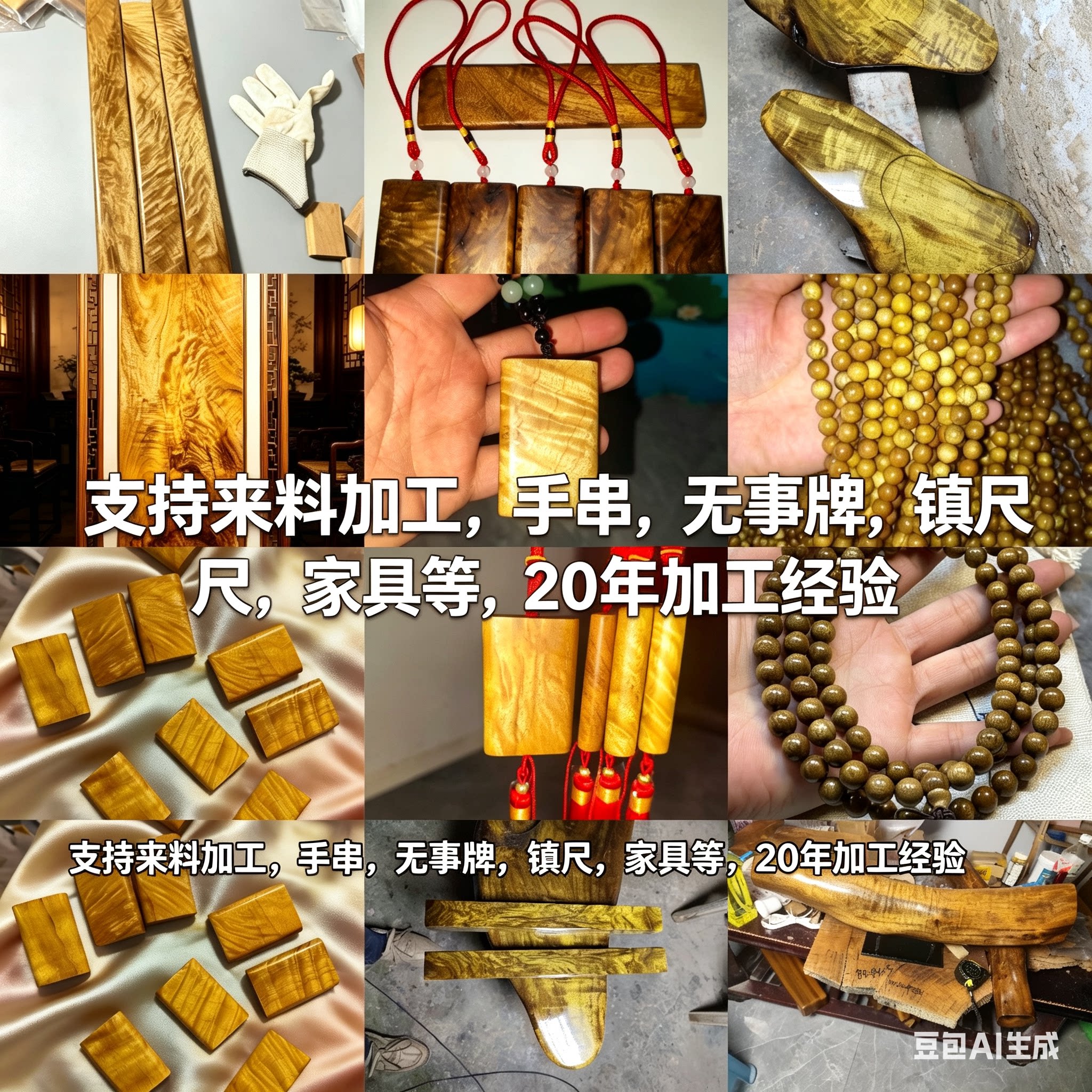 木雕定制无事牌挂件令牌定做来料加工雕刻订制手串佛珠首饰盒镇尺图片