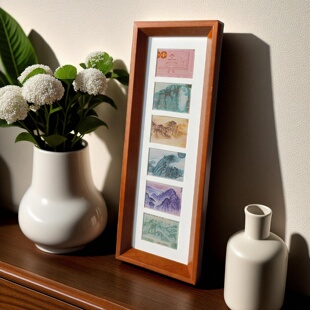 木质画框人民币相框大好江山展示框乔迁新居实木六连框纸币字画框