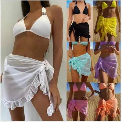 Beach Cover Up Swimming Kimono blouse Sarong Dresses Solid