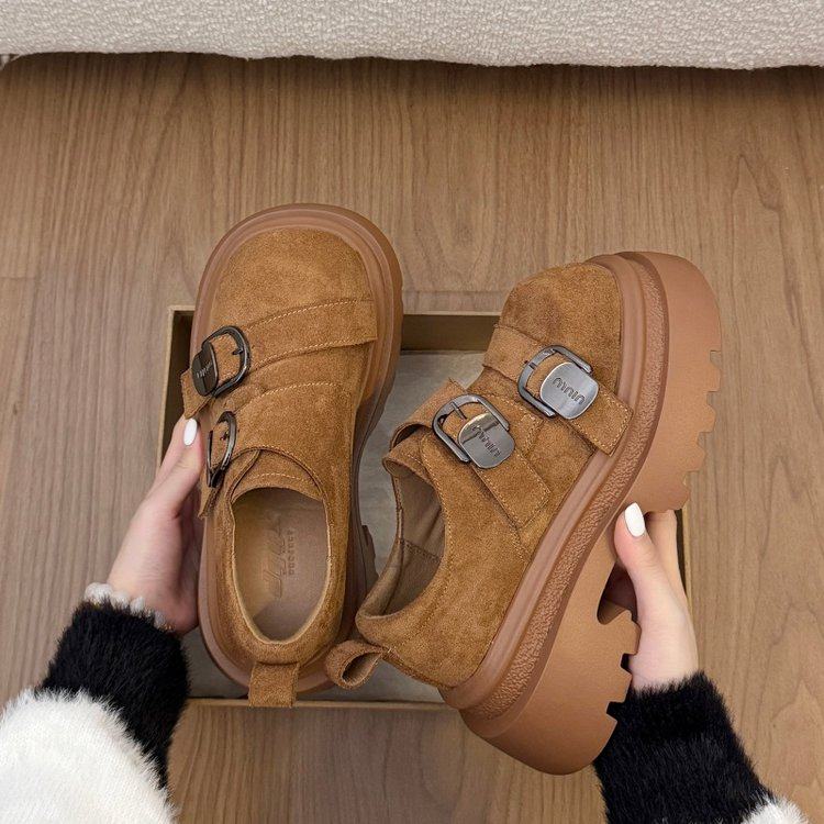 2026春秋季新款深口单鞋女牛反绒磨砂皮棉复古棕色增高舒适单鞋女,女鞋,深口单鞋,淘宝优惠券,粉丝福利购,淘宝优惠卷