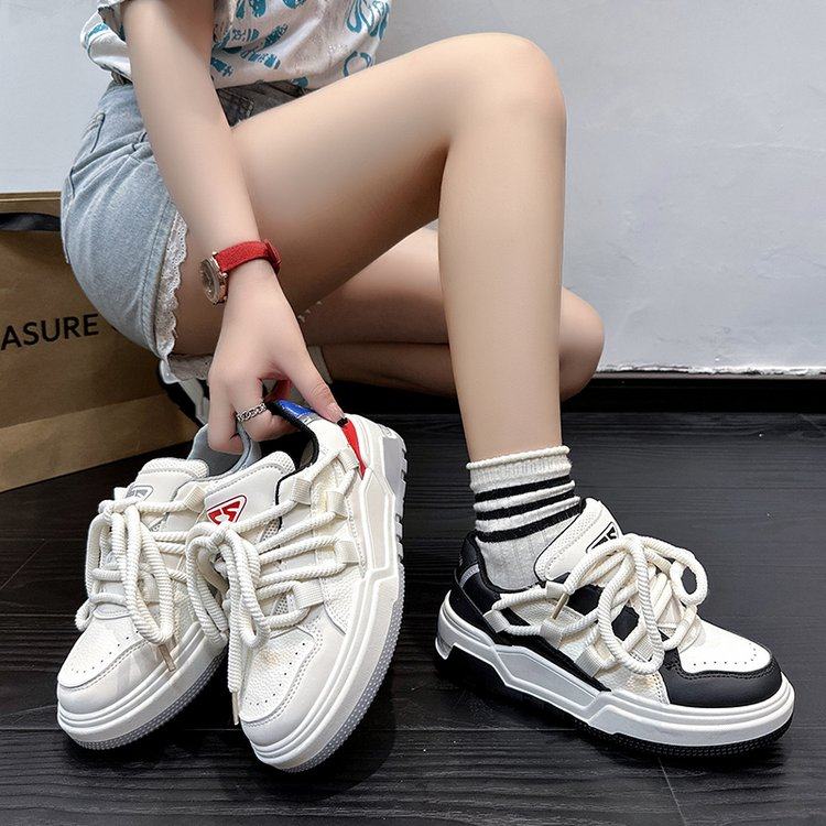 2026春秋季新款时尚休闲鞋深口PU交叉绑带透气潮流运动鞋女,女鞋,时尚休闲鞋,淘宝优惠券,粉丝福利购,淘宝优惠卷