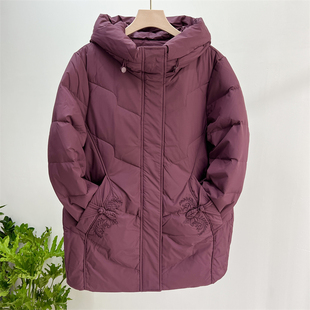 奶奶冬装羽绒服中长款加厚上衣中老年人女妈妈装冬季外套老人棉服