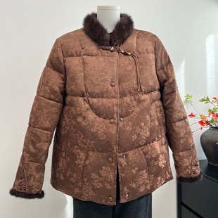 高贵奶奶冬季防寒保暖羽绒服真毛领中老年女装妈妈冬装外套上衣服