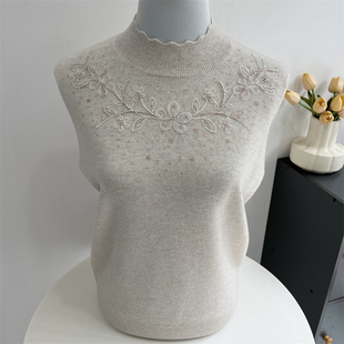 奶奶冬季 中老年女装 内搭保暖上衣服 毛衣100%纯羊毛打底衫 妈妈冬装