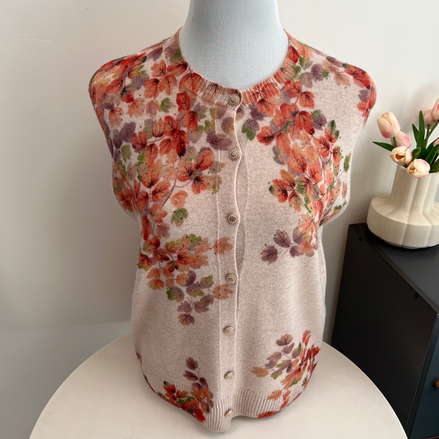 纯羊毛衫秋冬妈妈装针织开衫上衣