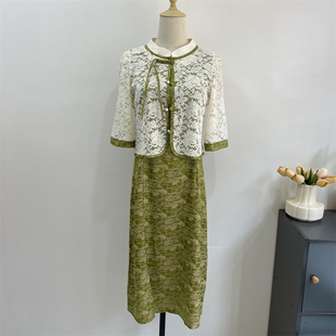 妈妈夏套装连衣裙新中式国风两件套裙子50岁60中老年女奶奶装夏季