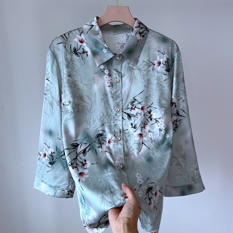 郭贵人妈妈装夏款洋气质真丝衬衫