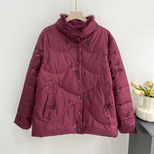衣服老年人太太 加厚保暖外套妈妈短款 中老年羽绒服女奶奶冬装 新款