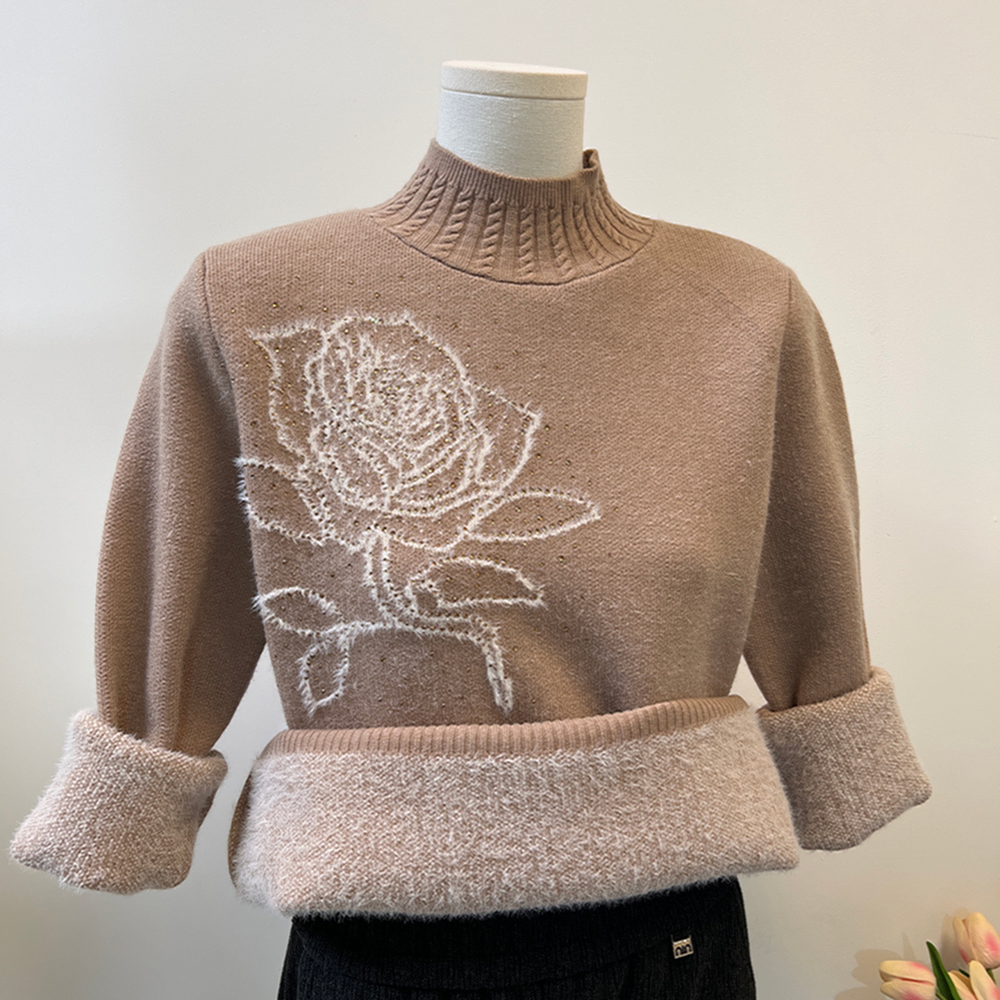 妈妈冬装一体绒毛衣保暖打底衫