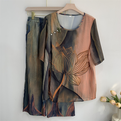 郭贵人中老年女套装奶奶短袖T恤