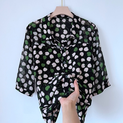 郭贵人妈妈夏装七分袖真丝衬衣