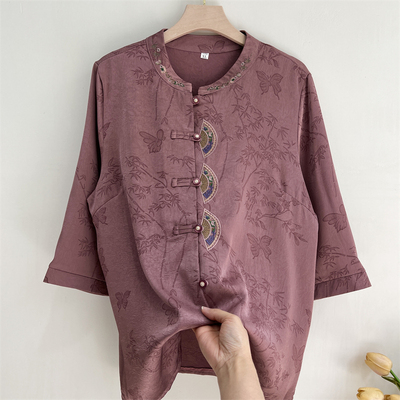 奶奶夏装七分袖洋气衬衫上衣