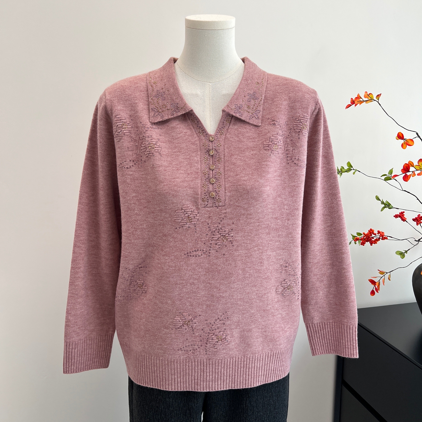 妈妈春秋装针织打底衫洋气上衣